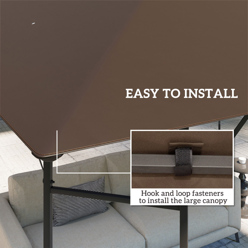 Outsunny 3 x 3m Brown Gazebo Canopy Replacement Cover with Drain Holes Image 5