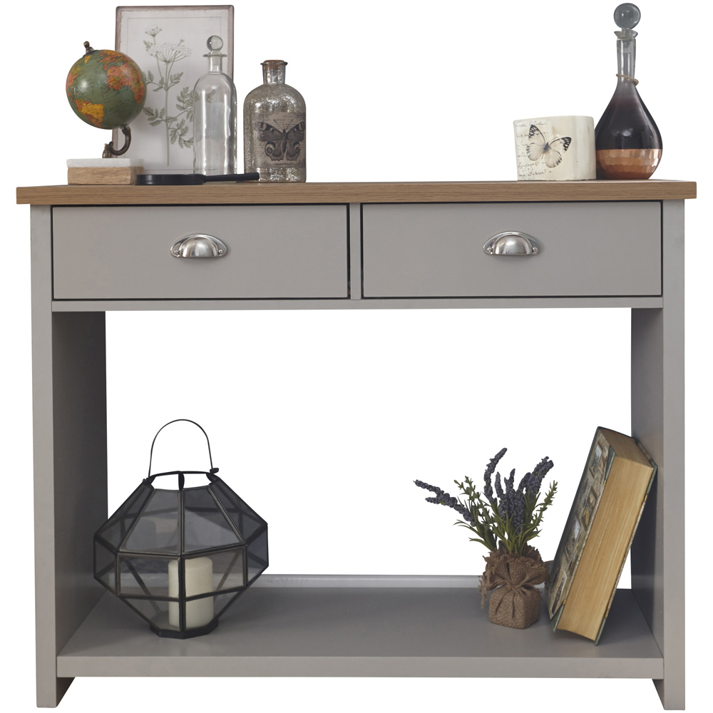 GFW Lancaster 2 Drawer Grey Console Table Image 2