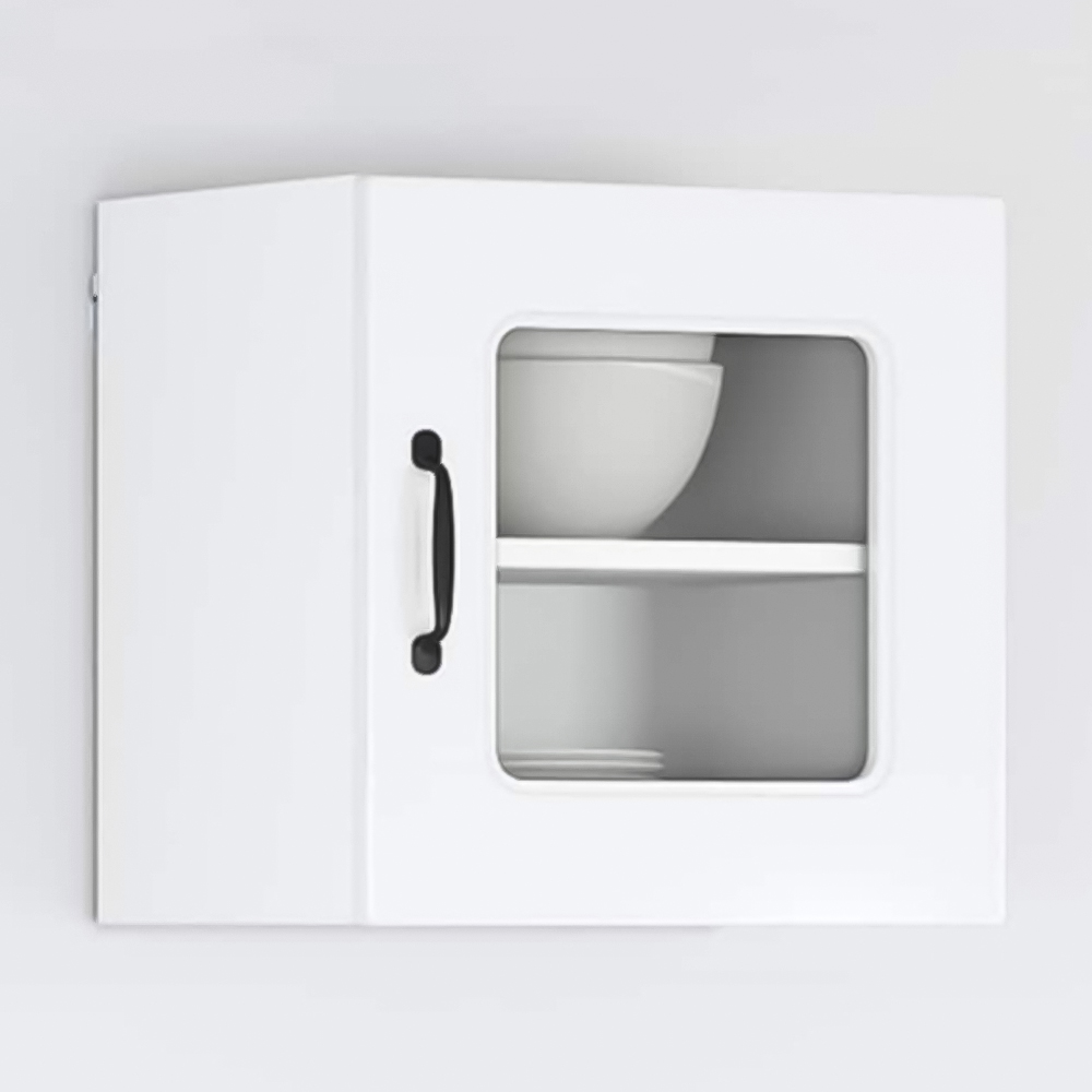 vidaXL Kalmar Single Glass Door High Gloss White Wall Mounted Kitchen Cabinet Image 1