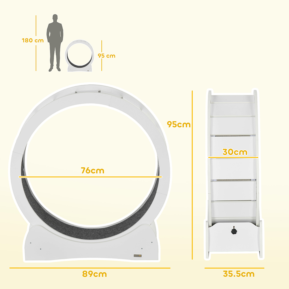 PawHut White Cat Treadmill 30 inch Image 8