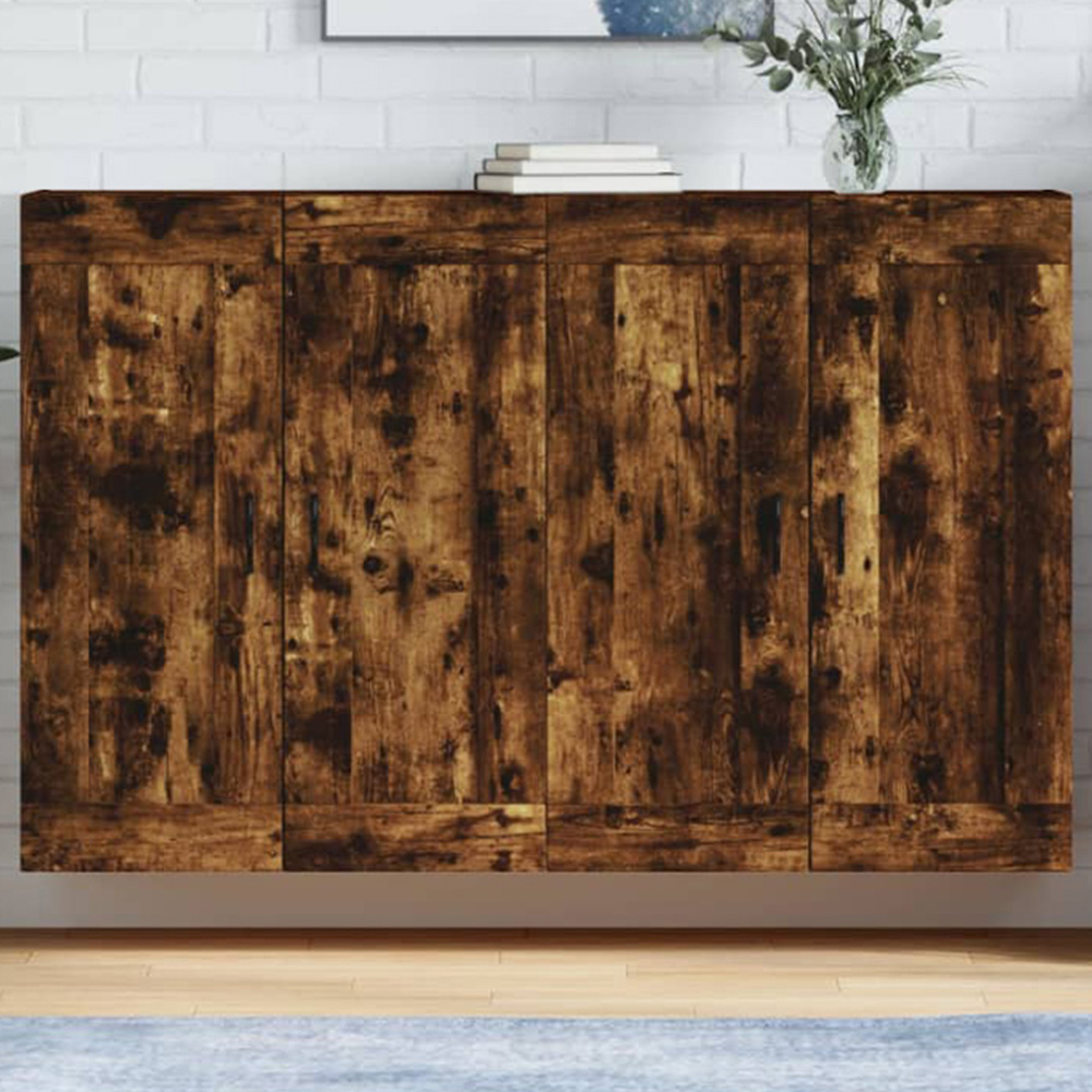 vidaXL 2 Door Brown Smoked Oak Wall Mounted Cabinet 2 Pack Image 1