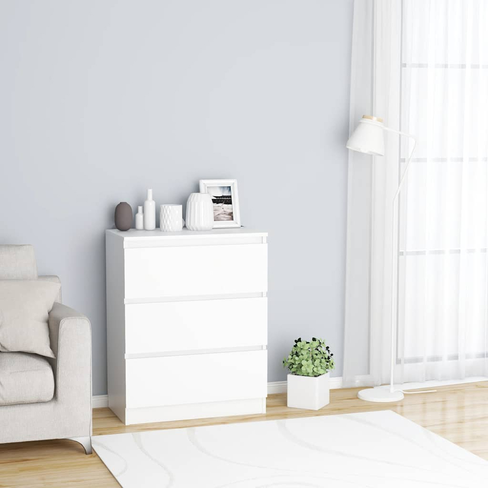 vidaXL 3 Drawer White Sideboard Image 3