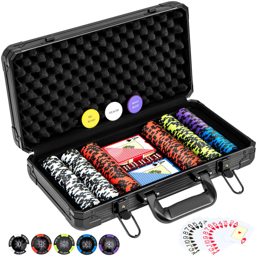 Costway Black 300 Piece Texas Holdem Poker Chip Playset Image 2