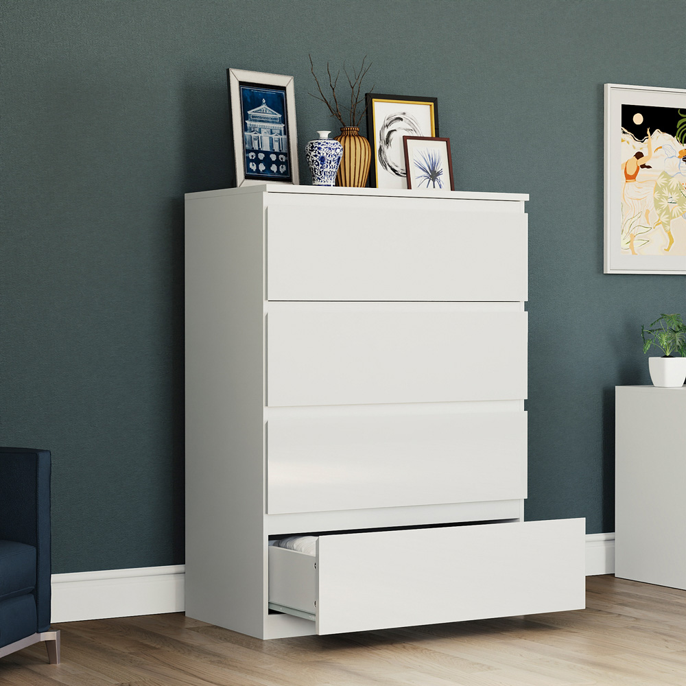 Vida Designs Glinton 4 Drawer White Chest of Drawers Image 6