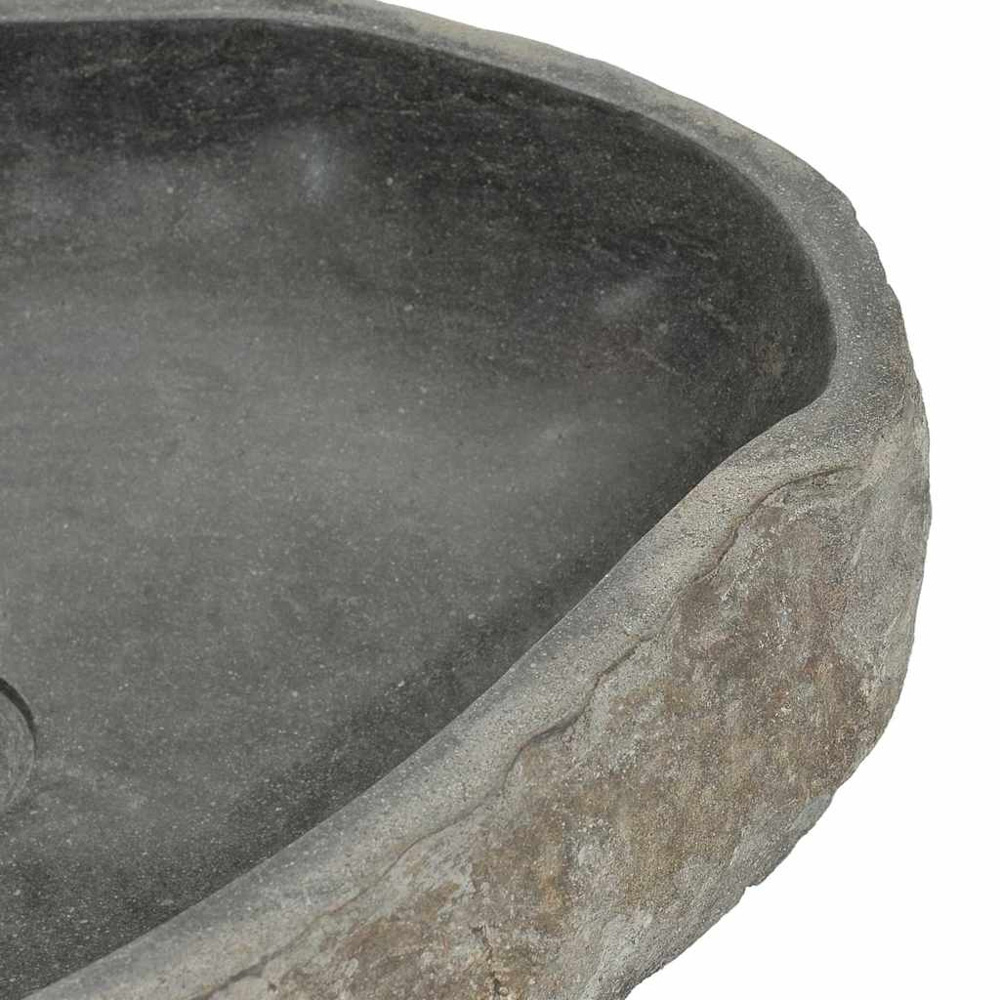 vidaXL Anthracite River Stone Oval Wash Basin 450-530 x 340-410mm Image 4
