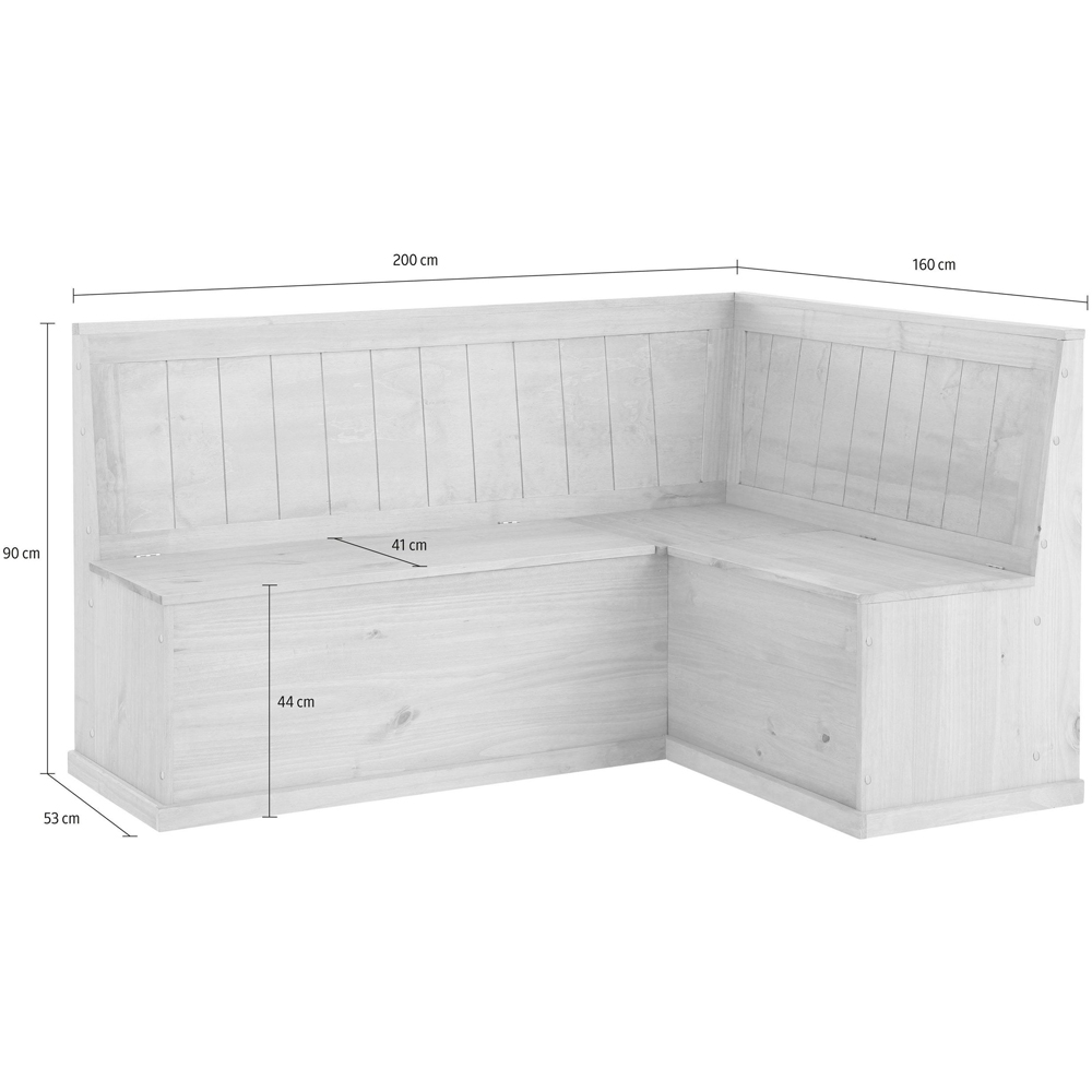 Loft24 Sara 4 Seater White Solid Pine Wood L-Shaped Corner Kitchen Bench Image 6