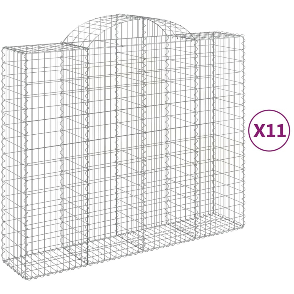 vidaXL Silver Galvanised Iron Arched Gabion Basket 200 x 50 x 160/180cm 11 Pack Image 4