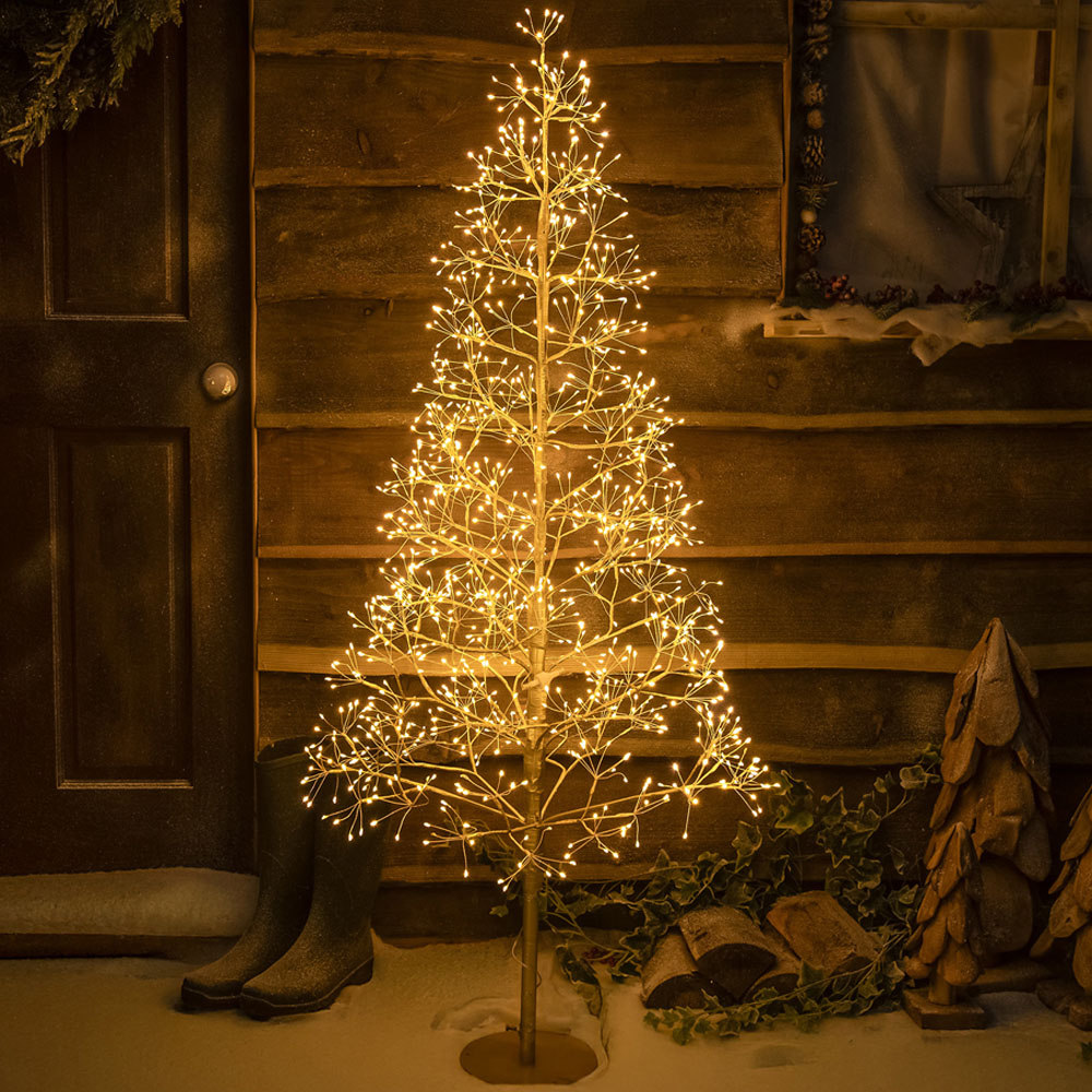 The Christmas Centre 1500 Warm White LED Pre-Lit Gold Wire Light-Up Xmas Tree 5ft Image 2