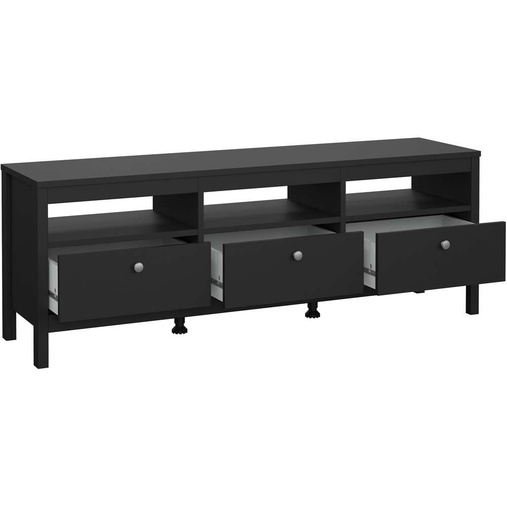 Florence Madrid 3 Drawer Matt Black TV Unit Image 4