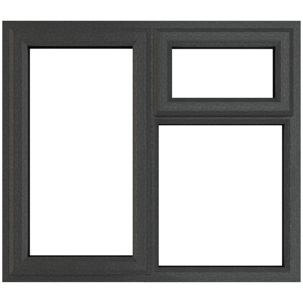 Crystal uPVC Double Glazed Window LH Side Hung and Top Opener Grey White Clear Glass 905x965mm Image 1