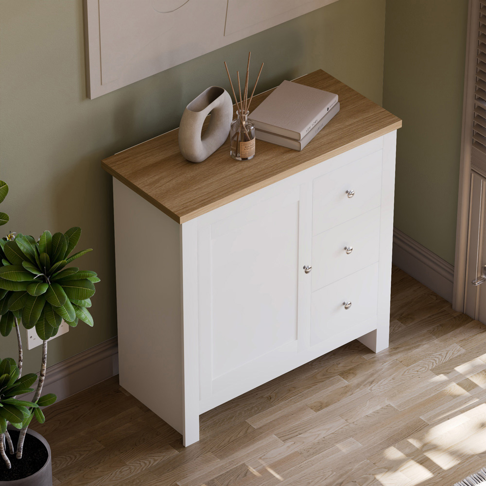 Vida Designs Arlington Single Door 3 Drawer White Sideboard Image 5