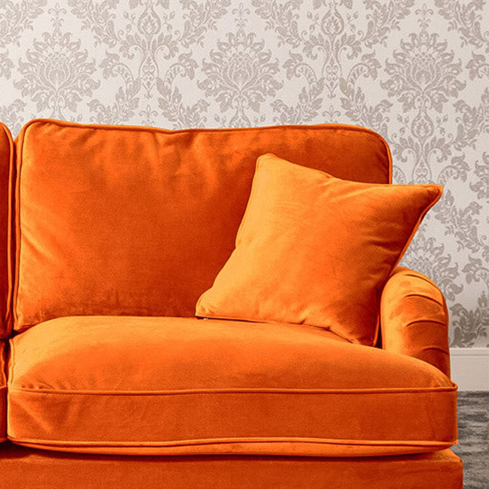 Mackenzie 2 Seater Orange Plush Velvet Sofa Image 3