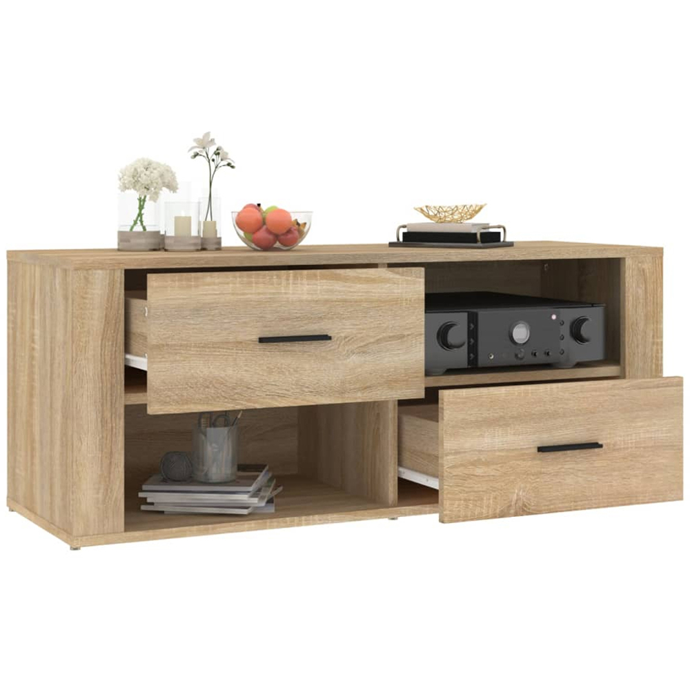 vidaXL 2 Drawer 2 Shelf Sonoma Oak TV Cabinet Image 5