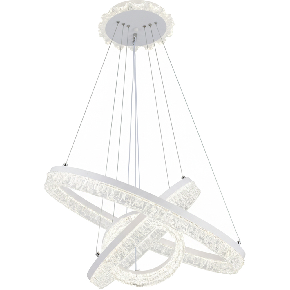 Living and Home White Interlocking Ring LED Pendant Light 60W Image 2