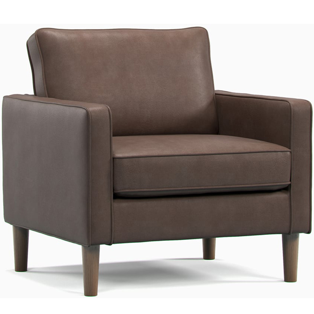 Bexhill 6 Seater Brown Faux Leather Sofa Suite Image 4