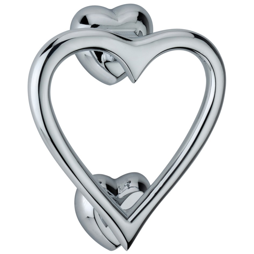 Spira Brass Polished Chrome Heart Door Knocker Image 1