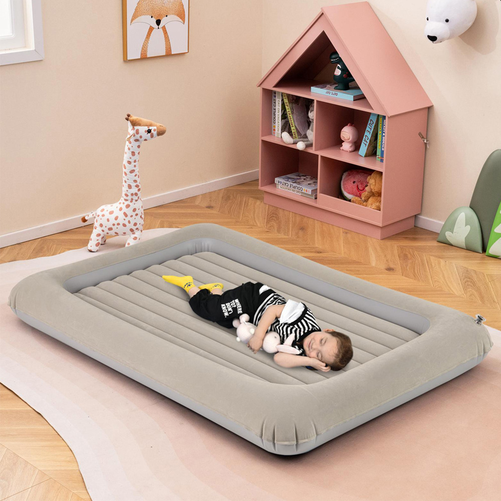 Costway Grey Inflatable Toddler Travel Bed with Electric Pump Image 1