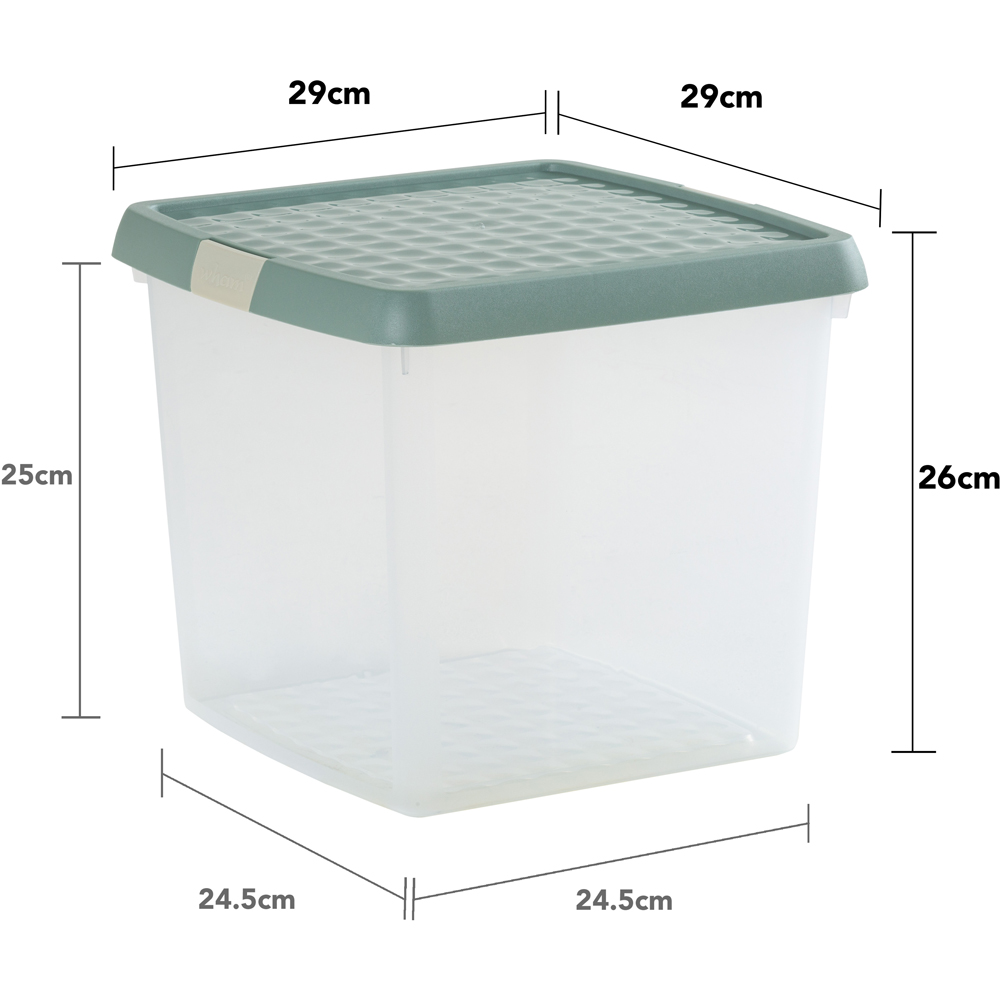 Wham Clip 14L Clear Green Milieu and Stone Square Storage Box with Lid 4 Pack Image 7