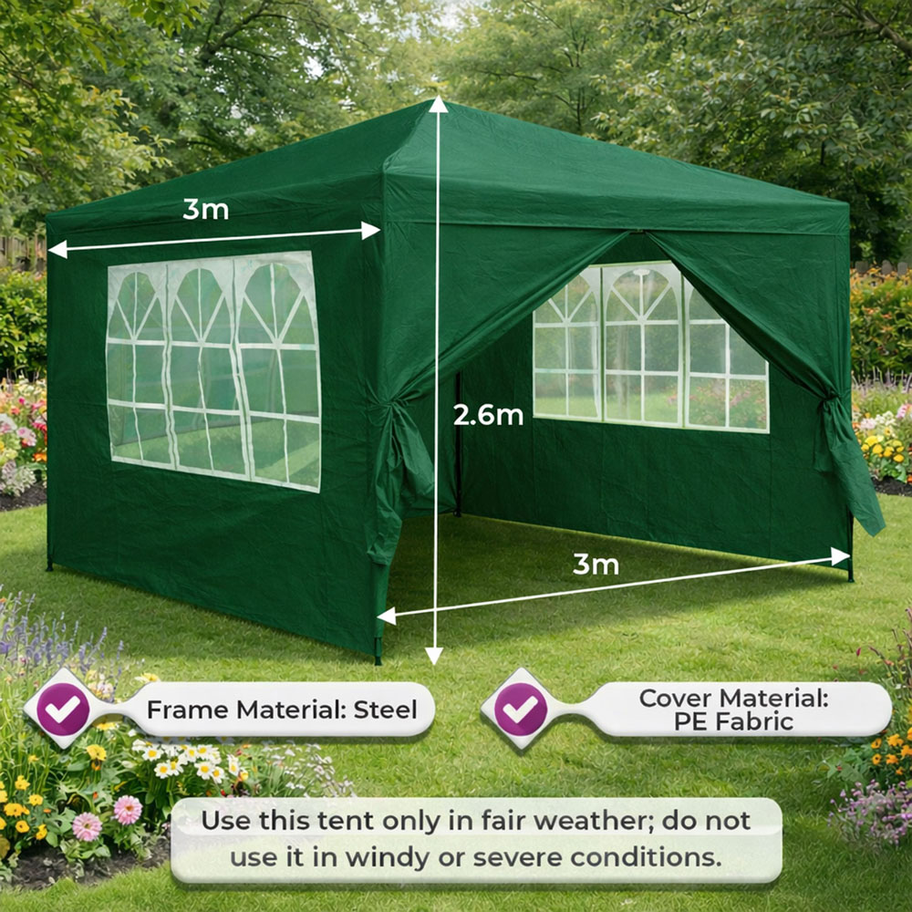 Neo Direct 3 x 3m Green Marquee Gazebo Image 8