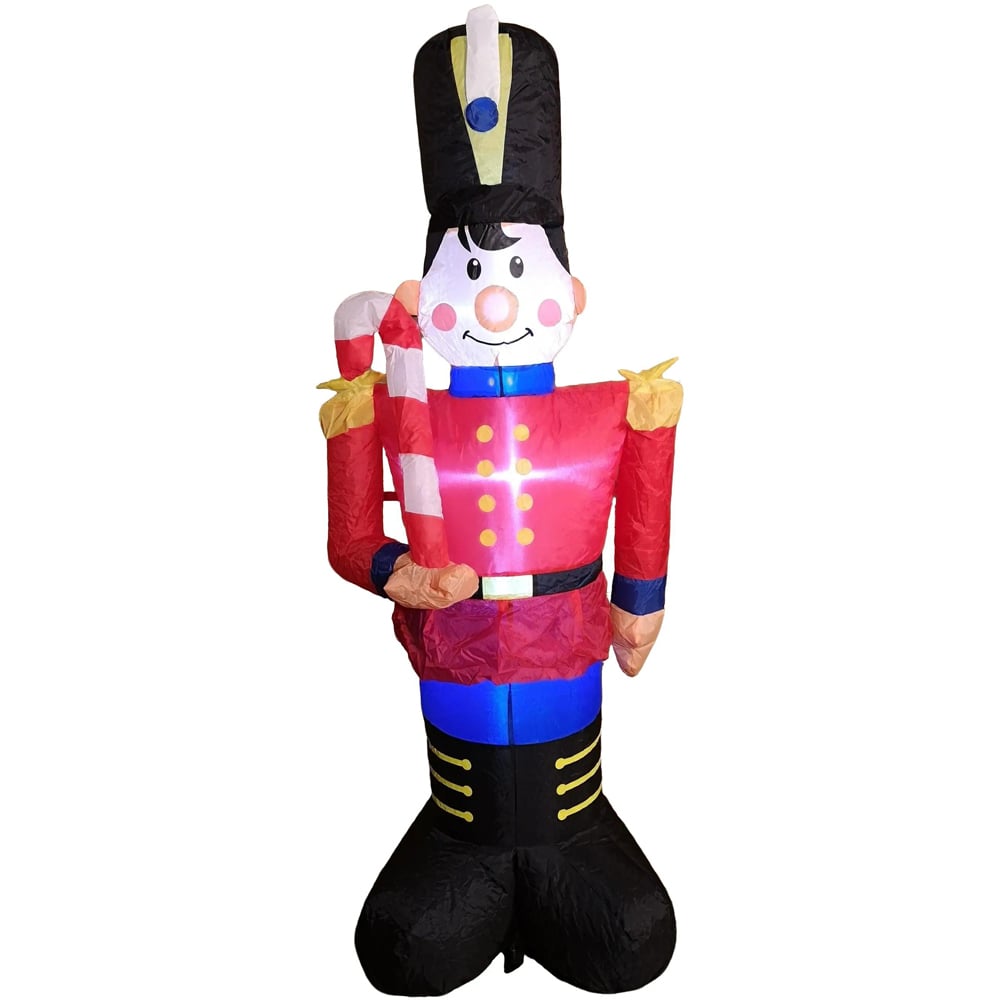 Premier White LED Inflatable Toy Soldier with Candy Cane Christmas Decoration 3.9ft Image 2