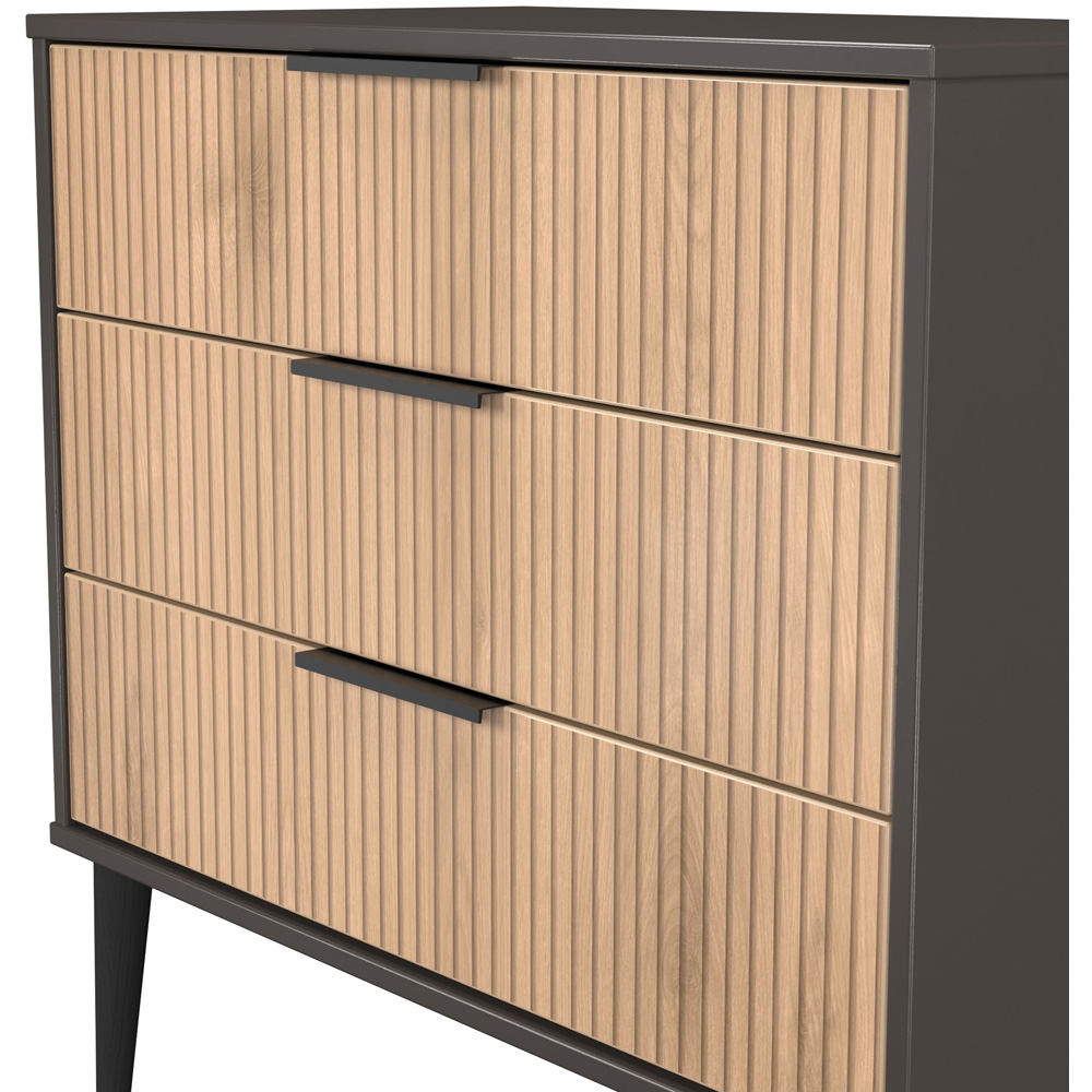 Crowndale Hong Kong 3 Drawer Slatt Effect and Graphite Chest of Drawers Ready Assembled Image 5