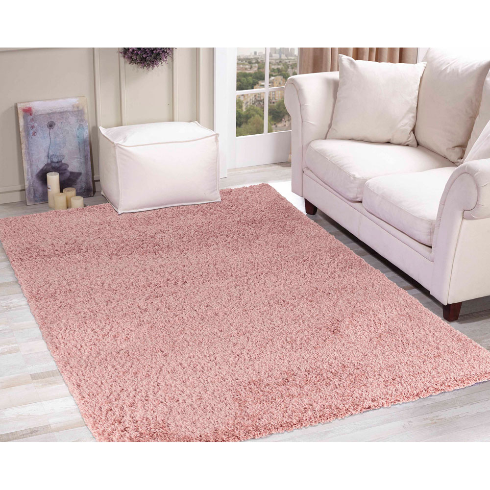 Desire Rugs Oxford Baby Pink Plain Shaggy Rug 120 x 170cm Image 4