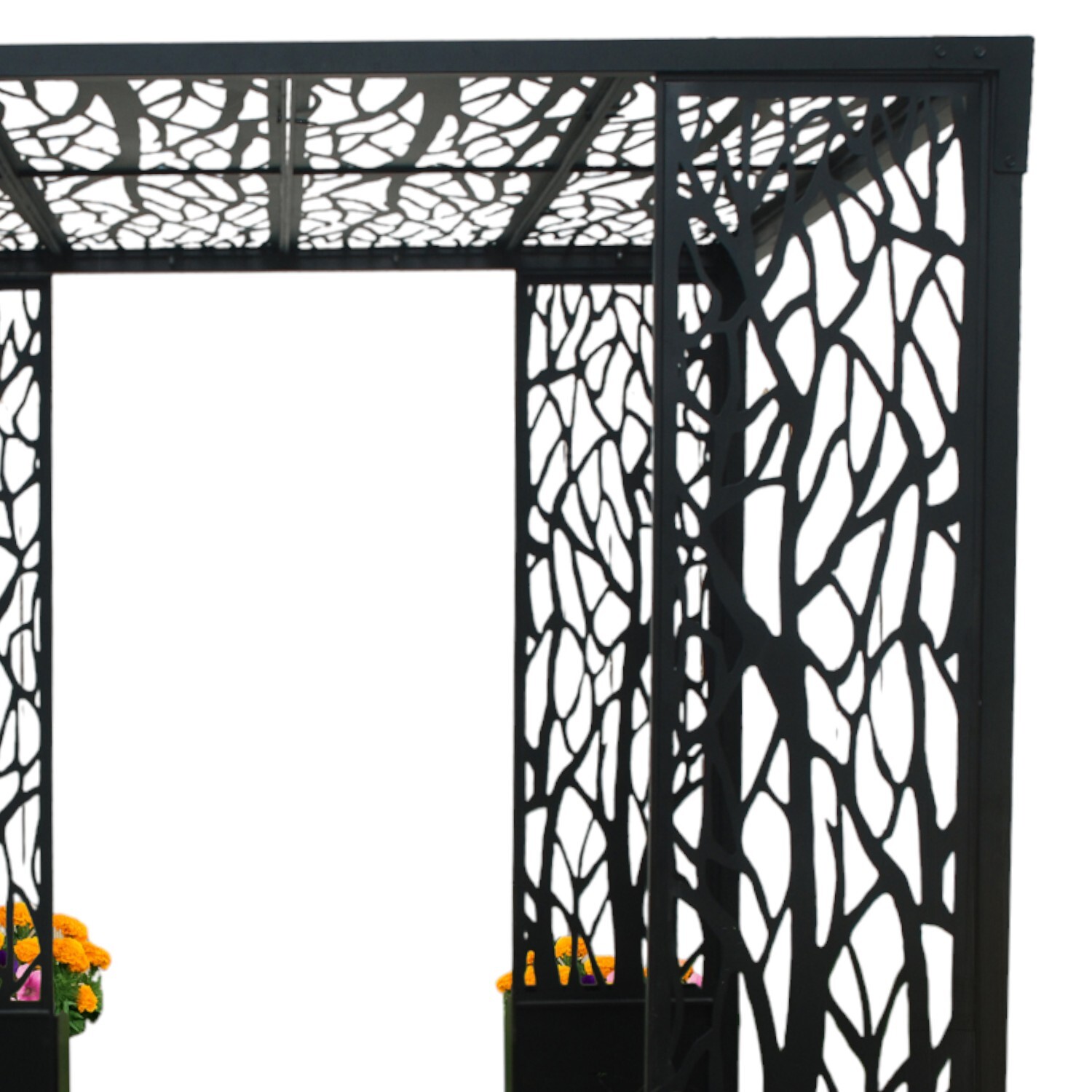 Ornate Pergola with Planters Kit Black Image 5