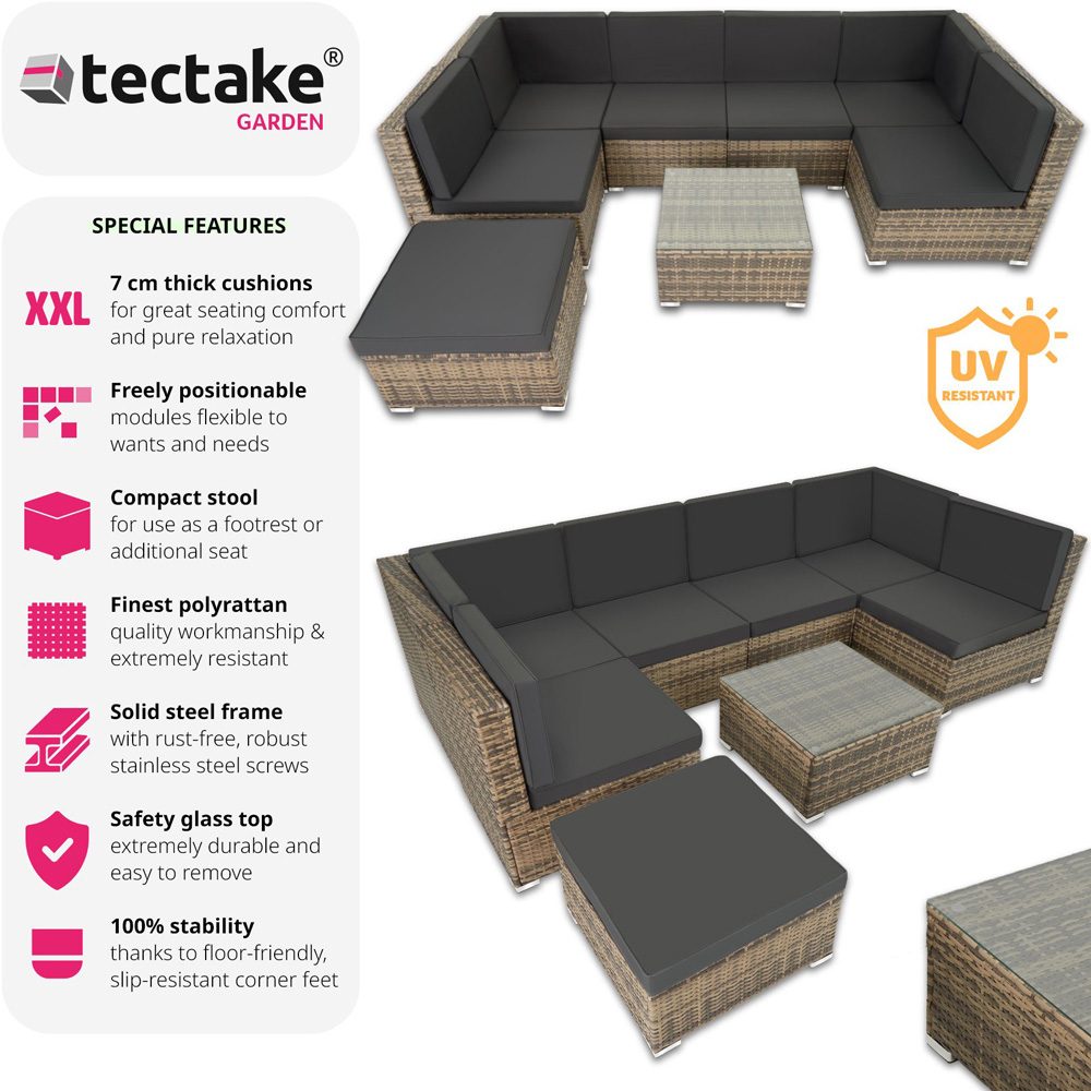 tectake Venice 7 Seater Nature Outdoor Sofa Set Image 6