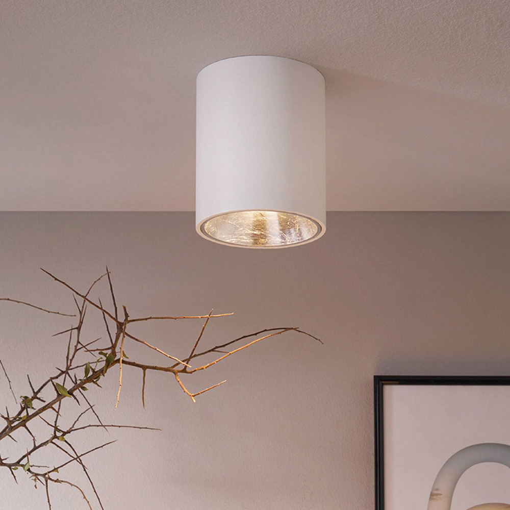 EGLO Polasso Cylindrical White and Silver LED Ceiling Light Image 4