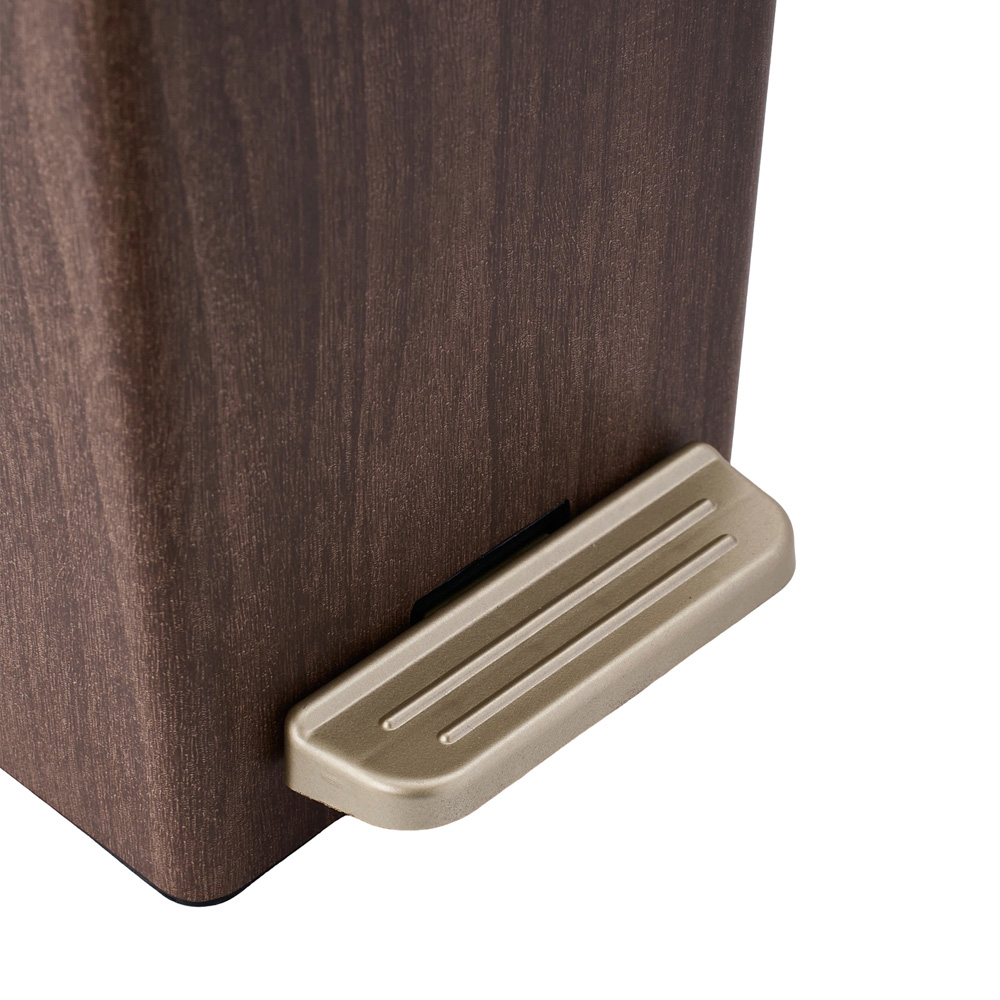 Living and Home Wood Grain Foot Pedal Lid Rubbish Bin 15L Image 3