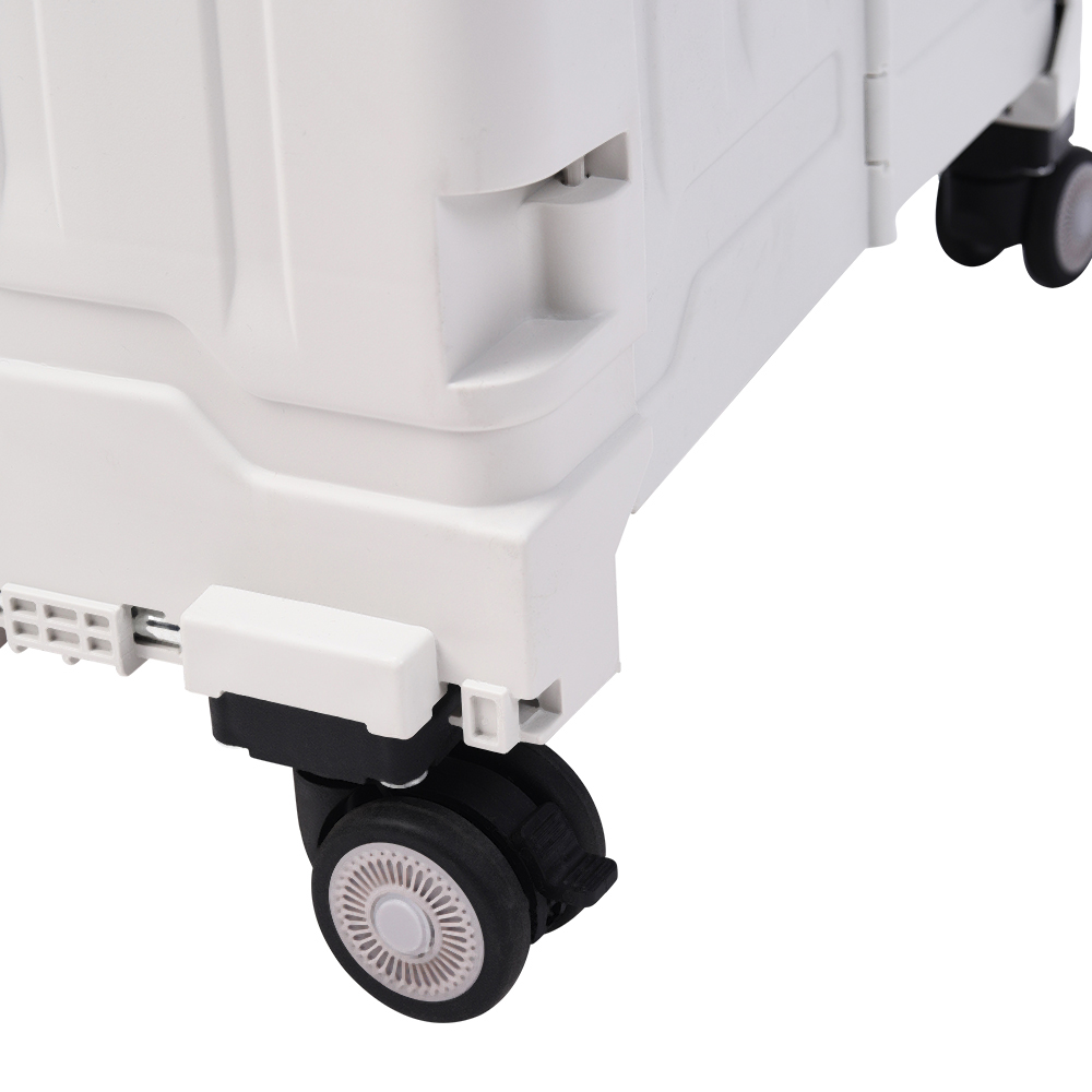 Living and Home White Collapsible Rolling Utility Cart with Telescoping Handle 75L Image 5