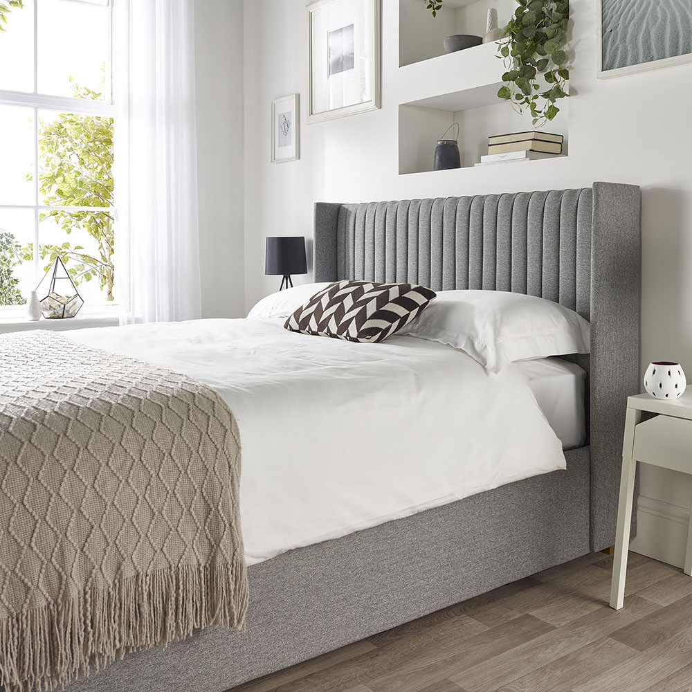 Catherine Lansfield Soho Single Grey Twill Ottoman Wing Bed Image 5