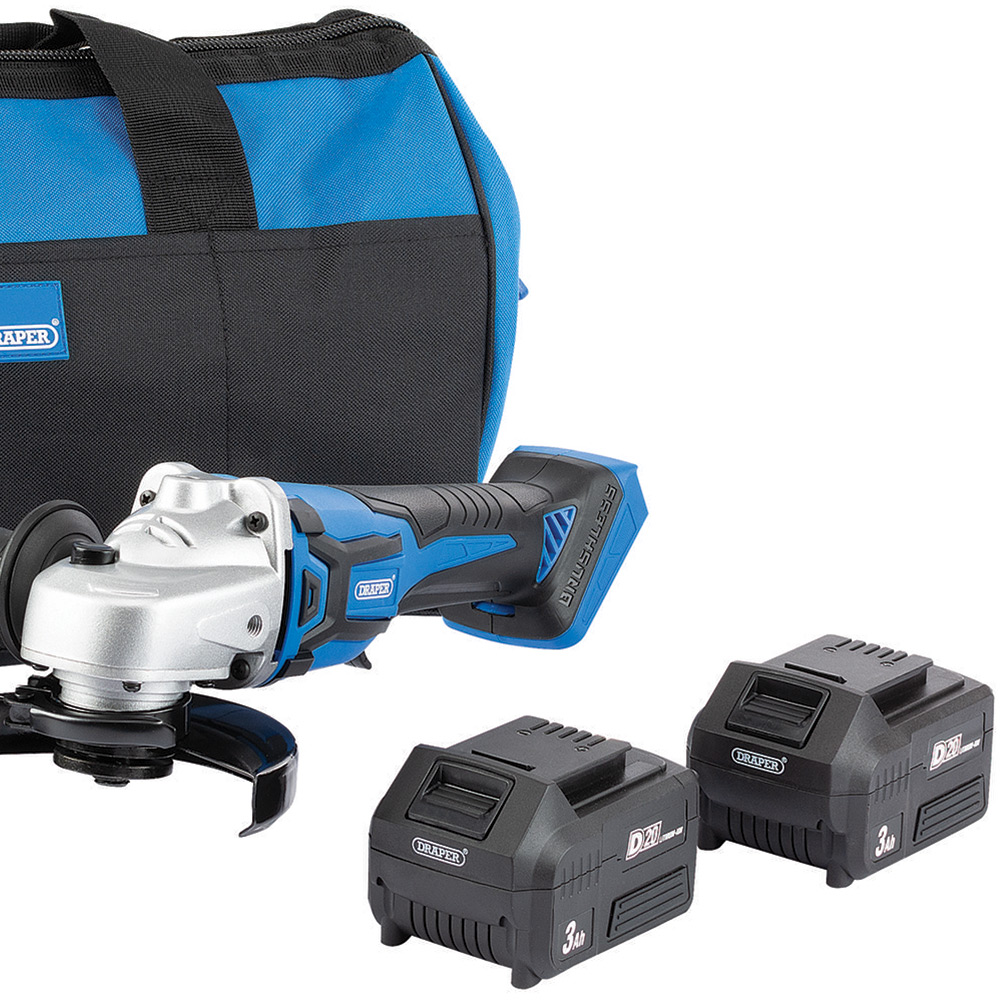 Draper D20 20V Brushless Grinder with Batteries Twin Charger and Bag Image 3