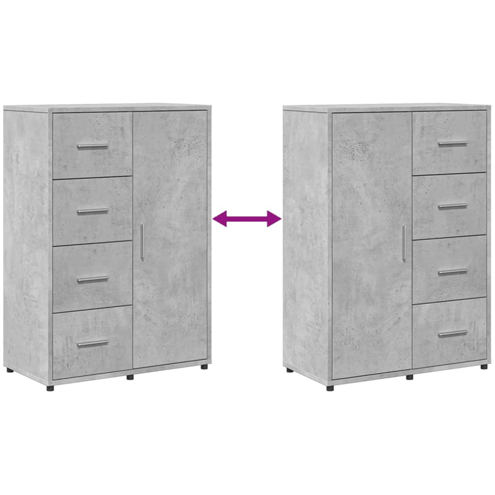 vidaXL Single Door 4 Drawer Concrete Grey Sideboard Image 8