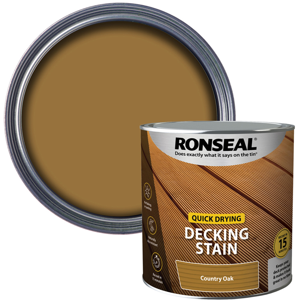 Ronseal Quick Drying Decking Stain - Country Oak Image 1