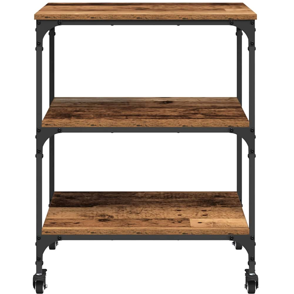 vidaXL 3 Shelf Old Wood Kitchen Trolley Image 6
