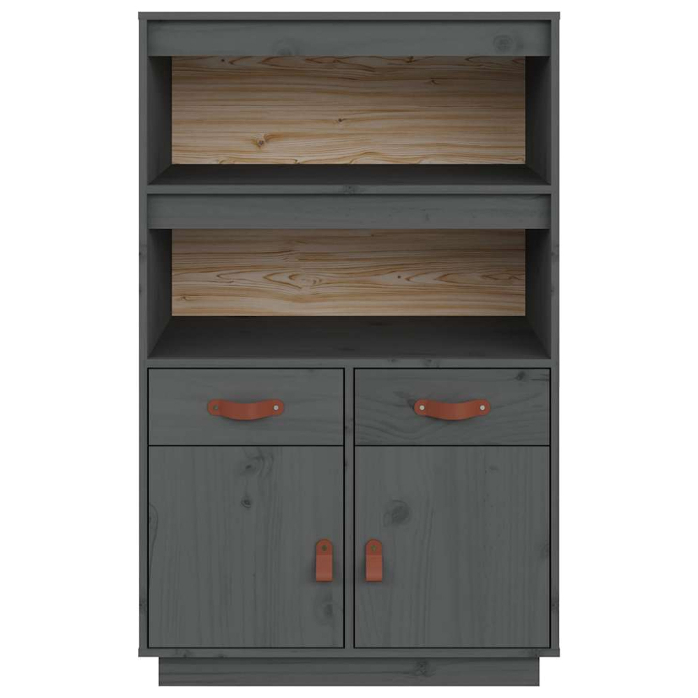 vidaXL 2 Door 2 Drawer 2 Shelf Grey Pine Wood Highboard Image 6