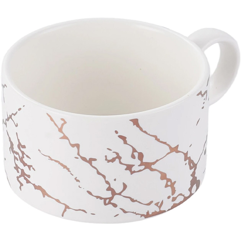 Living and Home 12 Piece White Marble Ceramic Coffee Cup Set with Stand Image 4