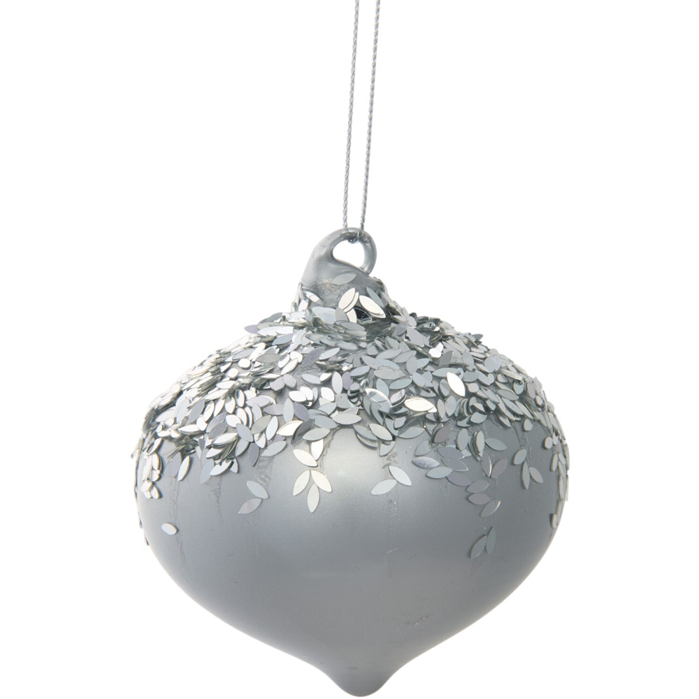 Glitter Top Icy Onion Bauble Silver Image 1