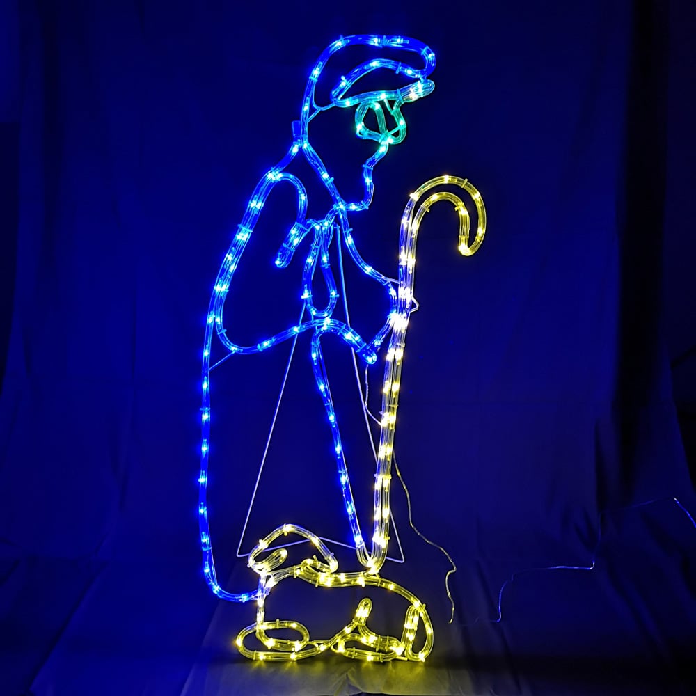 Samuel Alexander Nativity Shepherd with Lamb Silhouette Multicolour LED Rope Light 100cm Image 1
