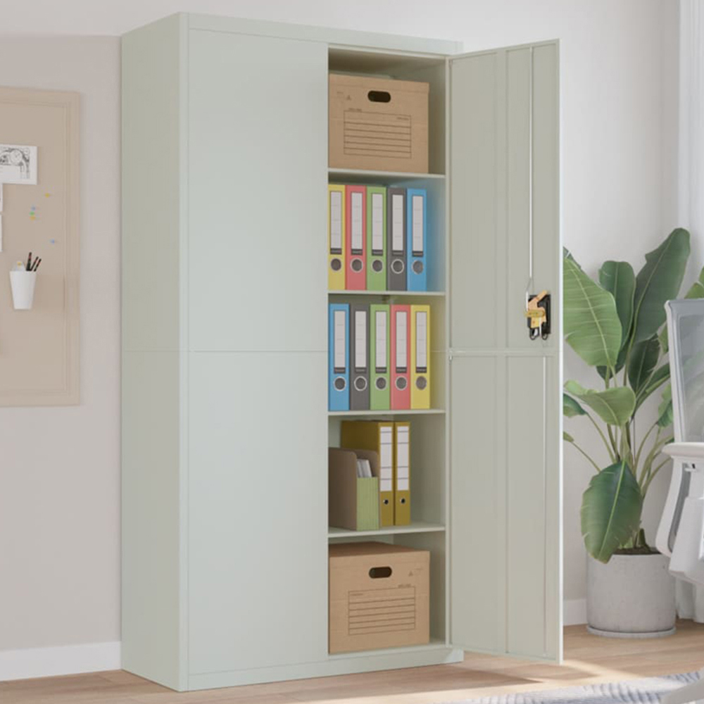 vidaXL 2 Door 5 Shelf Light Grey Powder Coated Steel File Cabinet Image 1