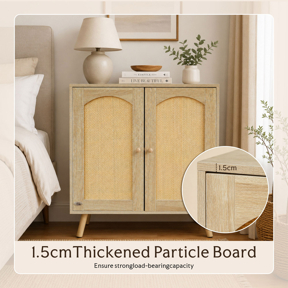 Abrihome 2 Door Natural Wooden Rattan Sideboard Image 7