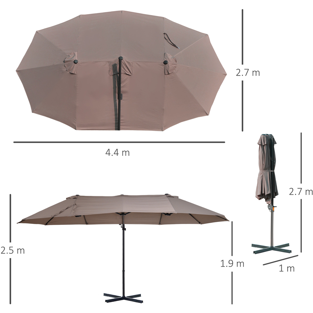 Outsunny Brown Crank Handle Double Canopy Parasol Image 7