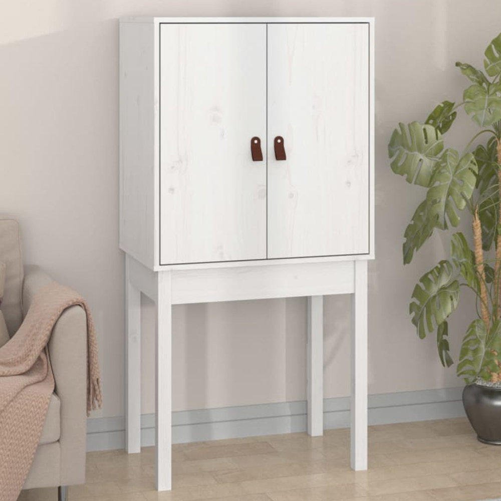 vidaXL 2 Door White Pine Wood Highboard Image 1