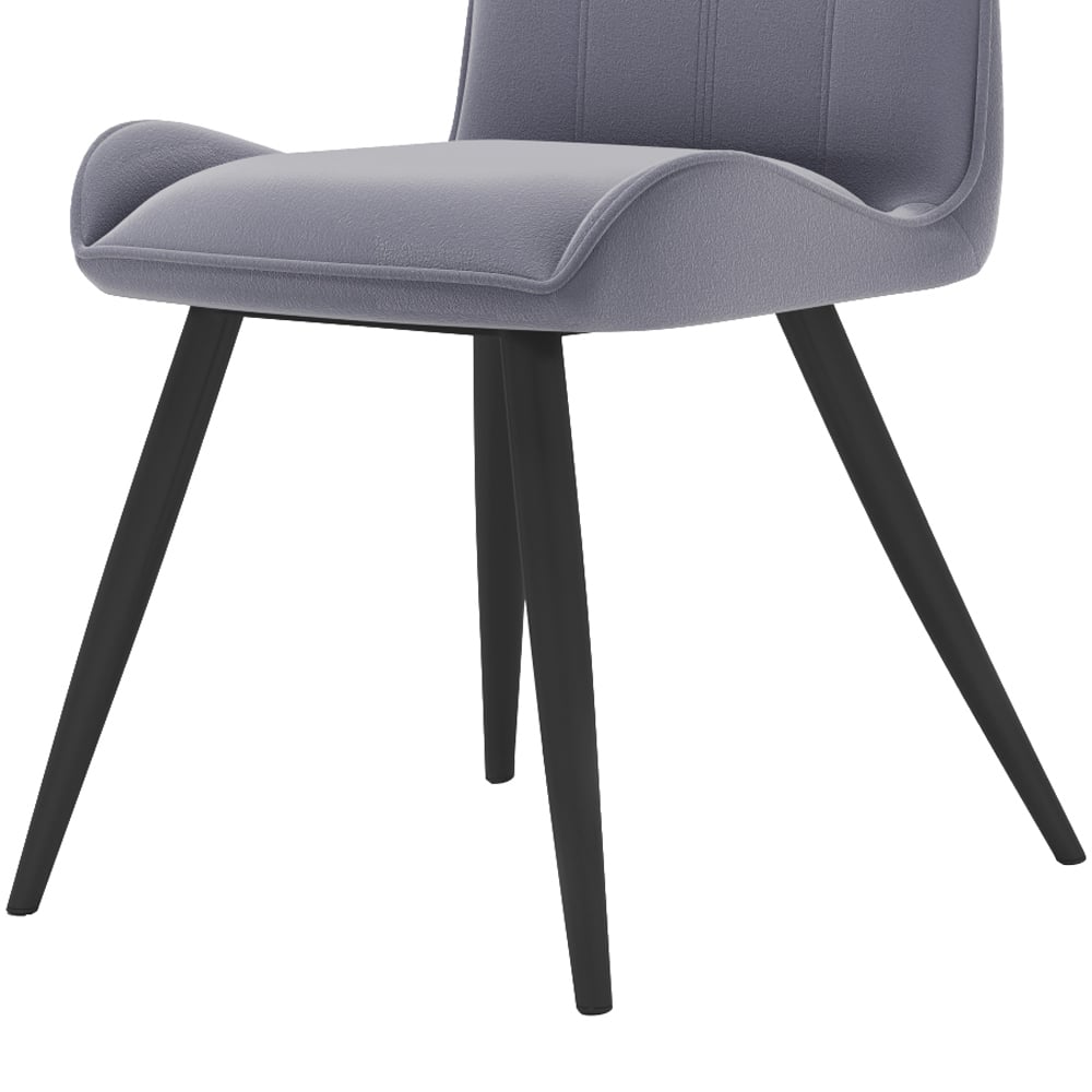 Living and Home Set of 2 Grey Velvet Dining Chair Image 7
