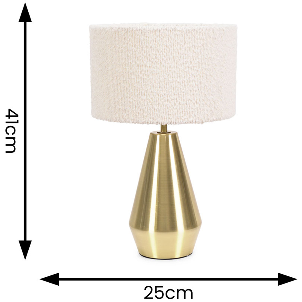 ValueLights Jax Cream Boucle Shade Antique Brass Touch LED Table Lamp Image 6