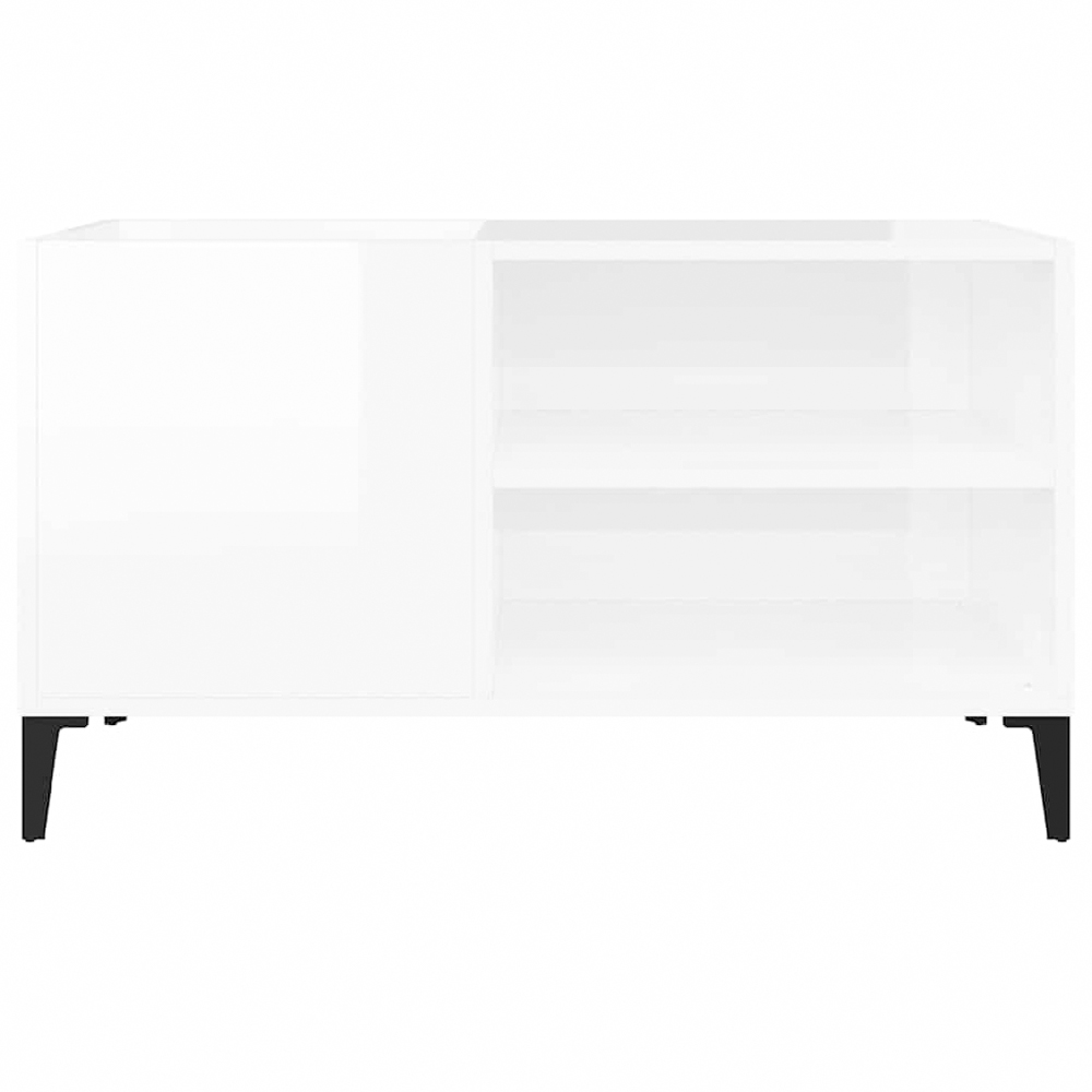 vidaXL 2 Shelf High Gloss White Record Cabinet Image 4