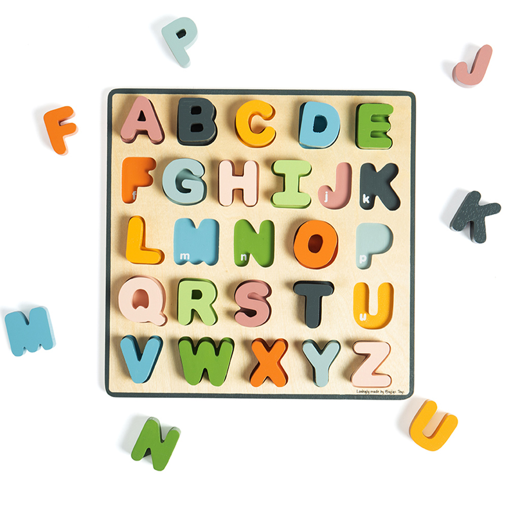 Bigjigs Toys 26 Piece Wooden Uppercase ABC Puzzle Multicolour Image 2