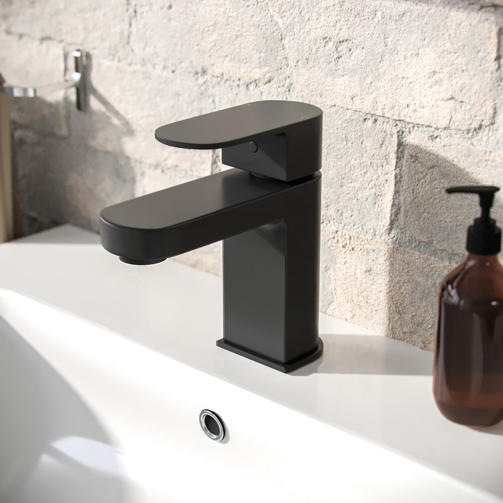 Nes Home Kento Matte Black Bath Shower Mixer and Basin Mixer Tap with Waste Image 3