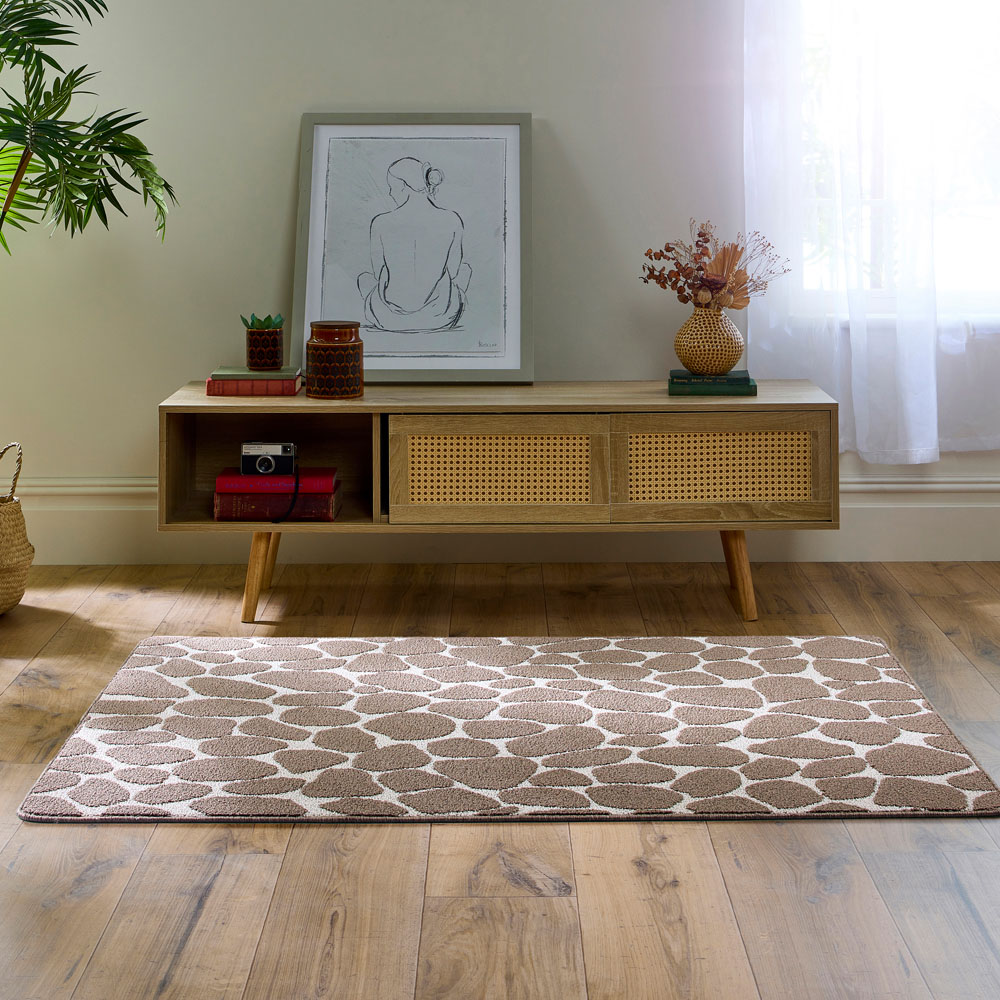 My Mat Ivory and Mink Sculptured Patterned Pebble Non Slip Mat 100 x 150cm Image 2
